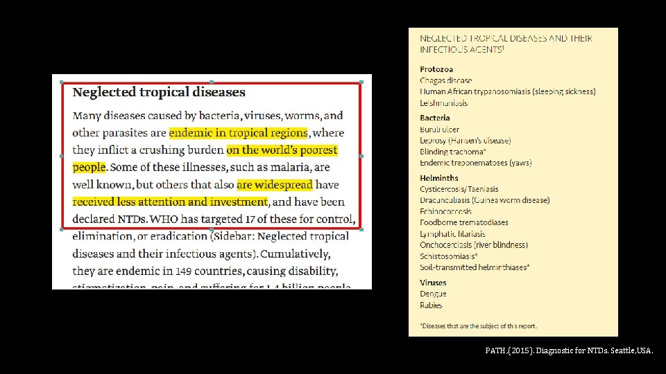 PATH, (2015). Diagnostic for NTDs. Seattle, USA. 