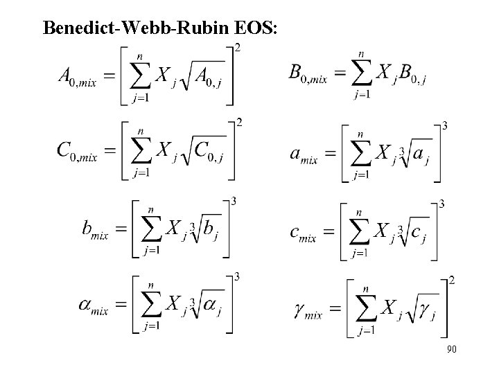 Benedict-Webb-Rubin EOS: 90 