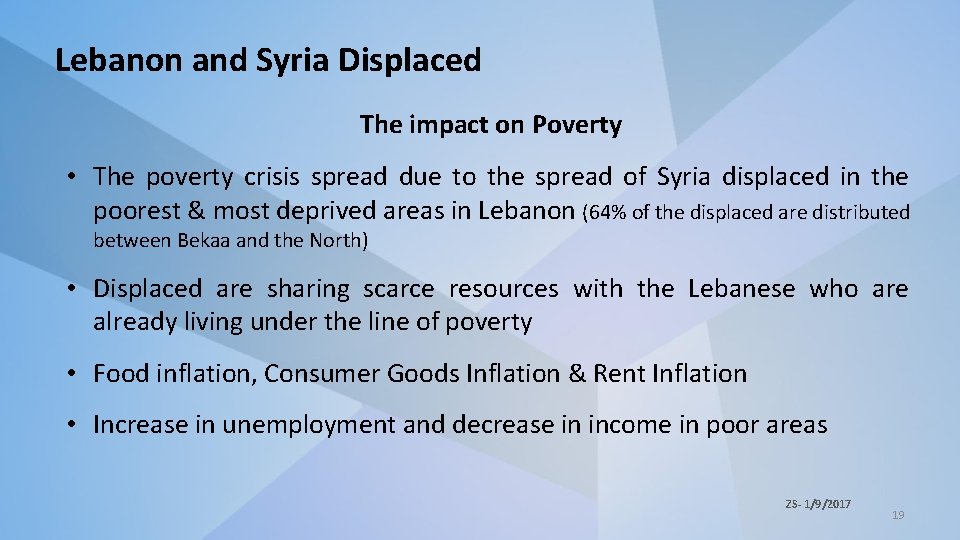 Lebanon and Syria Displaced The impact on Poverty • The poverty crisis spread due