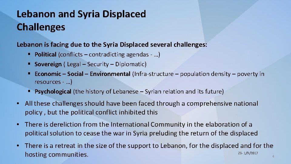 Lebanon and Syria Displaced Challenges Lebanon is facing due to the Syria Displaced several
