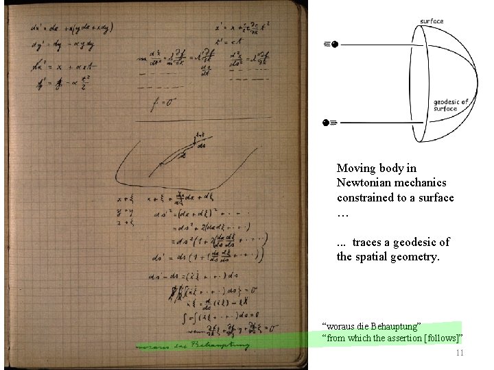 Moving body in Newtonian mechanics constrained to a surface …. . . traces a