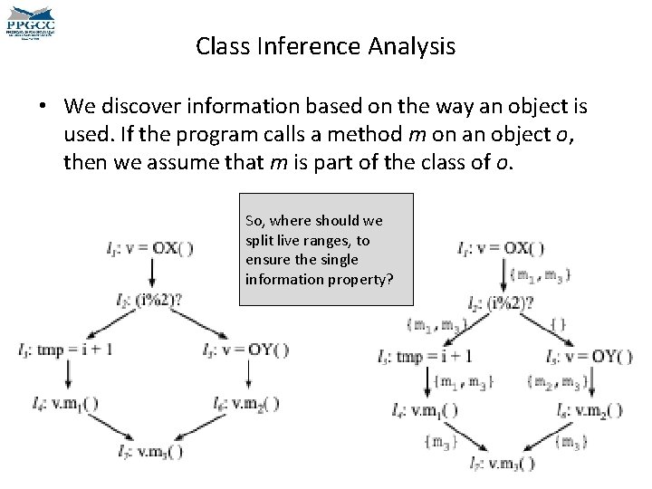 Class Inference Analysis • We discover information based on the way an object is