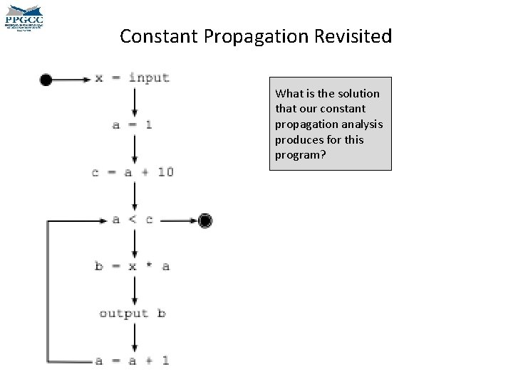 Constant Propagation Revisited What is the solution that our constant propagation analysis produces for