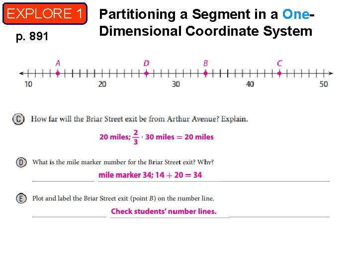 EXPLORE 1 p. 891 Partitioning a Segment in a One. Dimensional Coordinate System 