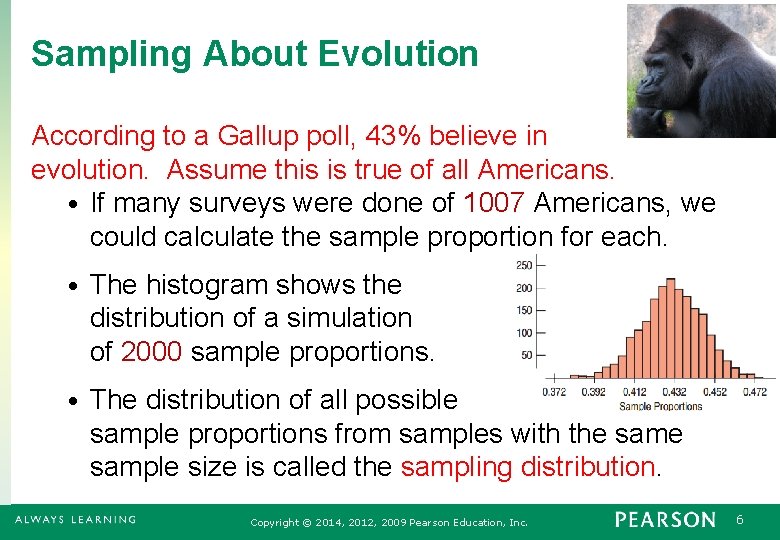 Sampling About Evolution According to a Gallup poll, 43% believe in evolution. Assume this