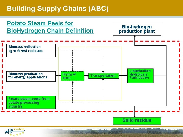 Building Supply Chains (ABC) Potato Steam Peels for Bio. Hydrogen Chain Definition Bio-hydrogen production