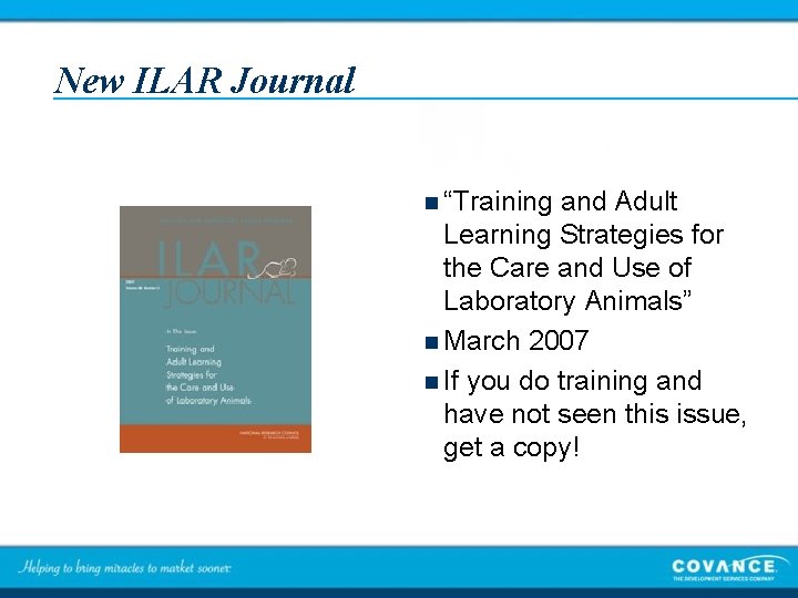 New ILAR Journal n “Training and Adult Learning Strategies for the Care and Use