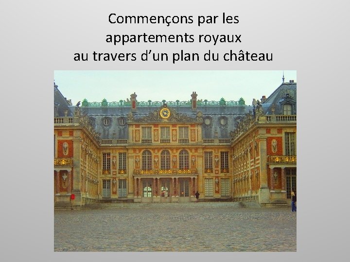 Commençons par les appartements royaux au travers d’un plan du château 