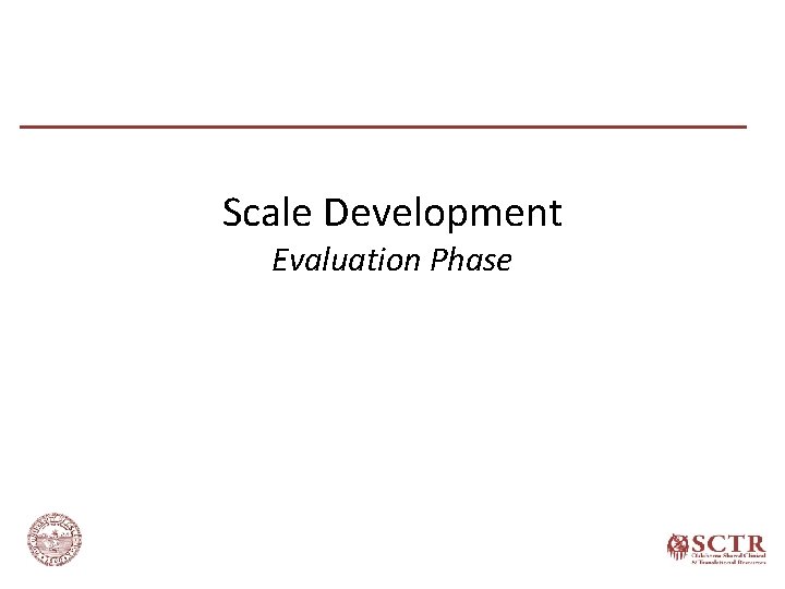 Scale Development Evaluation Phase 