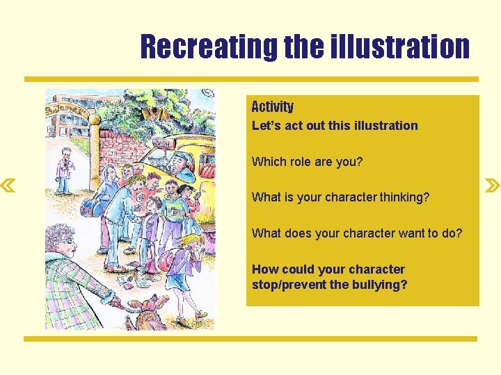 Recreating the illustration Activity Let’s act out this illustration Which role are you? What