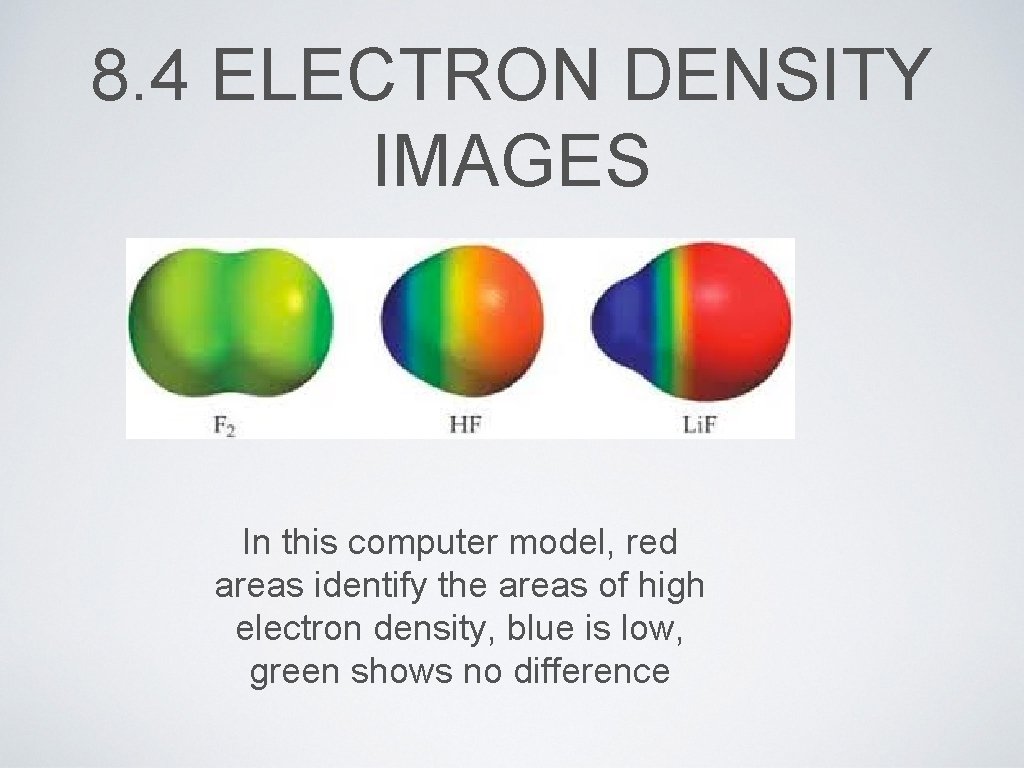8. 4 ELECTRON DENSITY IMAGES In this computer model, red areas identify the areas