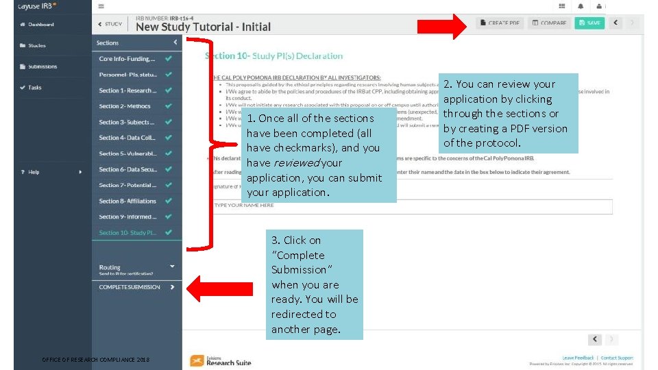 1. Once all of the sections have been completed (all have checkmarks), and you