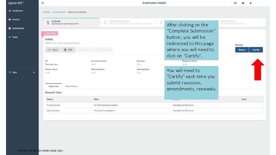 After clicking on the “Complete Submission” button, you will be redirected to this page