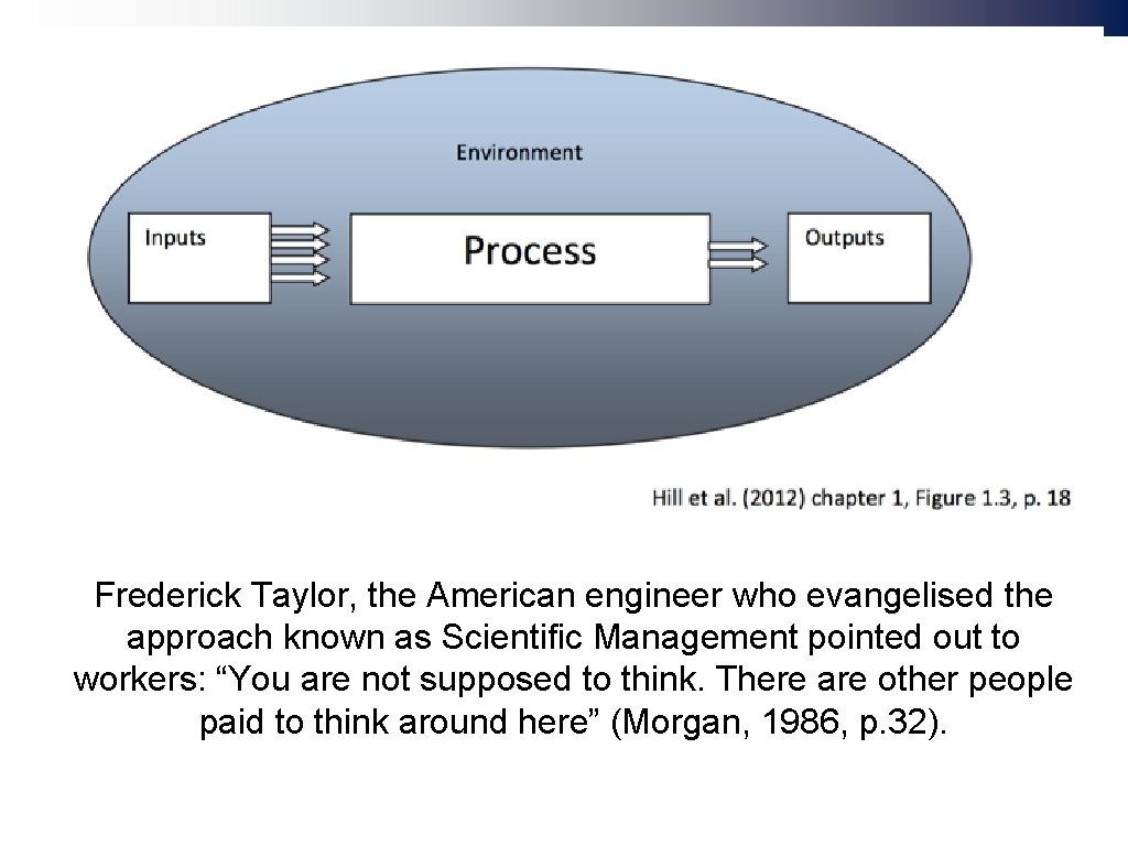 Frederick Taylor, the American engineer who evangelised the approach known as Scientific Management pointed
