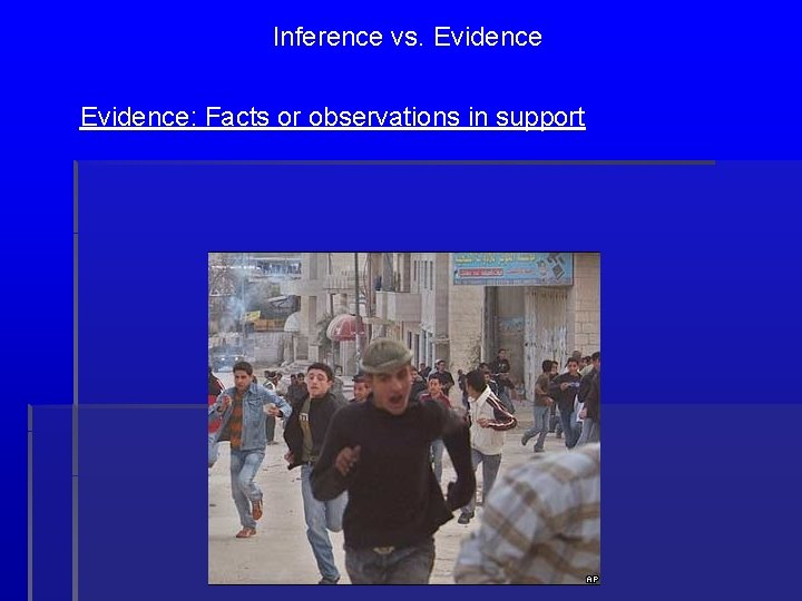 Inference vs. Evidence: Facts or observations in support 