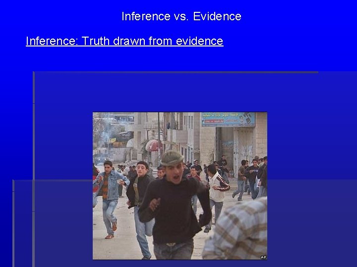 Inference vs. Evidence Inference: Truth drawn from evidence 
