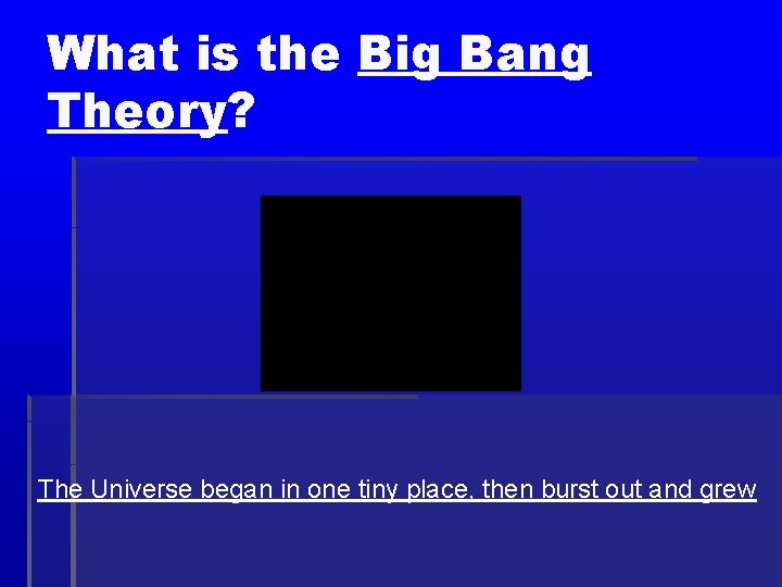 What is the Big Bang Theory? The Universe began in one tiny place, then