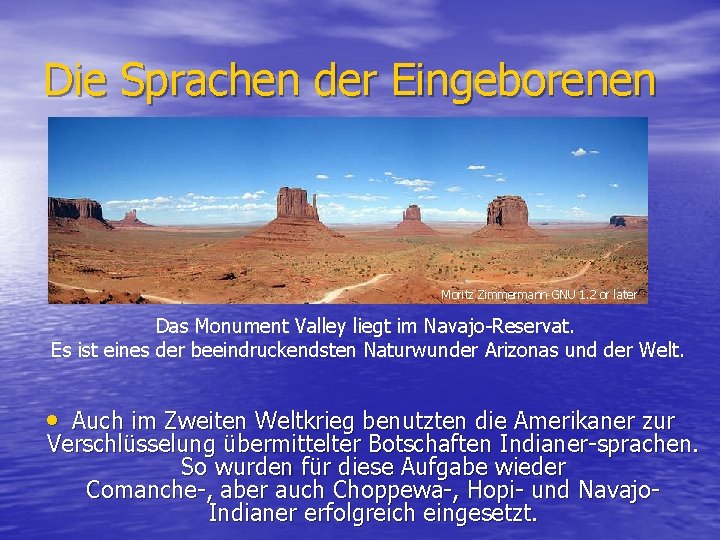 Die Sprachen der Eingeborenen Moritz Zimmermann GNU 1. 2 or later Das Monument Valley