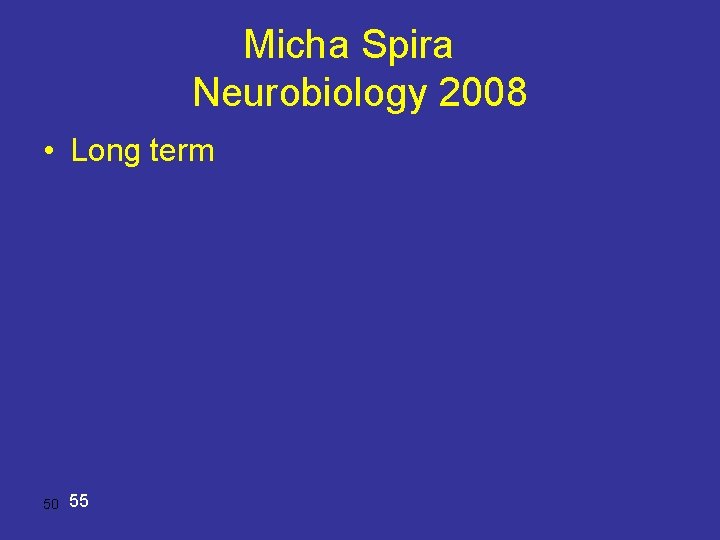 Micha Spira Neurobiology 2008 • Long term 50 55 