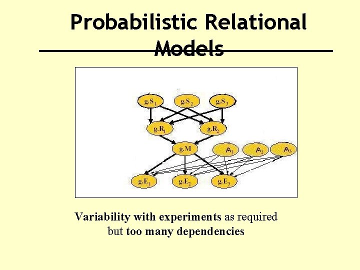 Probabilistic Relational Models Variability with experiments as required but too many dependencies 