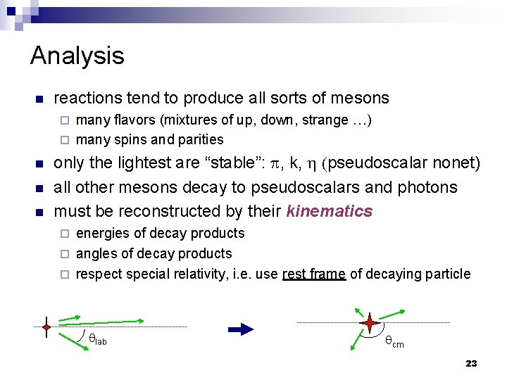 Analysis n reactions tend to produce all sorts of mesons many flavors (mixtures of