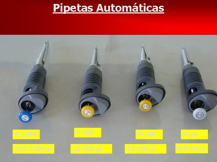 Pipetas Automáticas P-1000 100 -1000 l P-200 20 -200 l P-100 10 -100 l