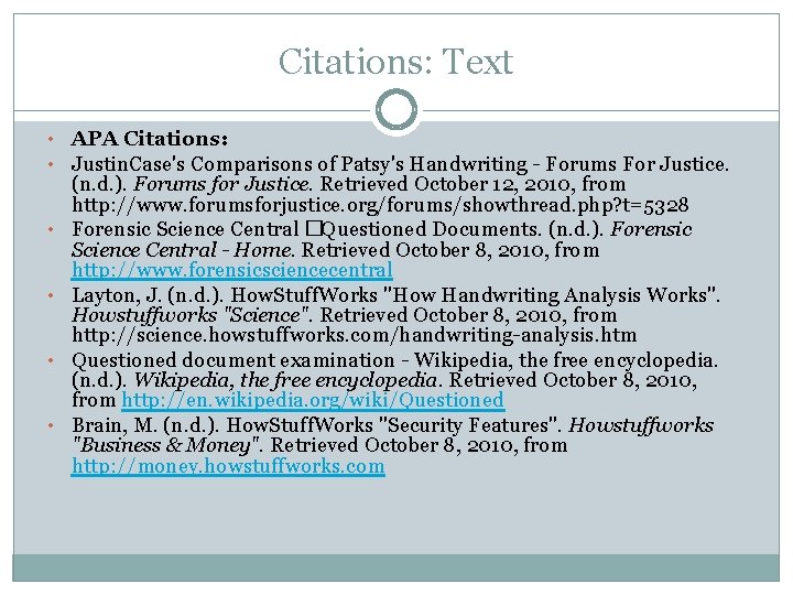 Citations: Text • APA Citations: • Justin. Case's Comparisons of Patsy's Handwriting - Forums