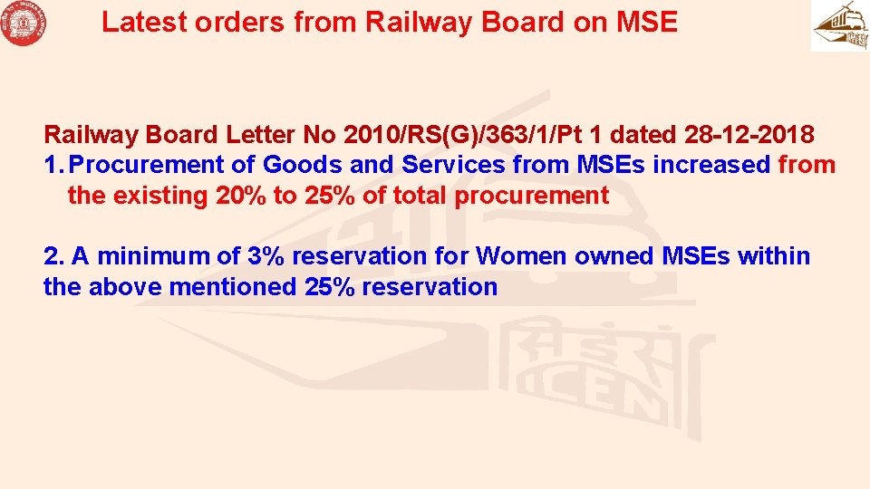 Latest orders from Railway Board on MSE Railway Board Letter No 2010/RS(G)/363/1/Pt 1 dated Latest orders from Railway Board on MSE Railway Board Letter No 2010/RS(G)/363/1/Pt 1 dated