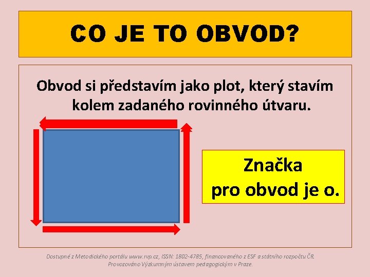 CO JE TO OBVOD? Obvod si představím jako plot, který stavím kolem zadaného rovinného