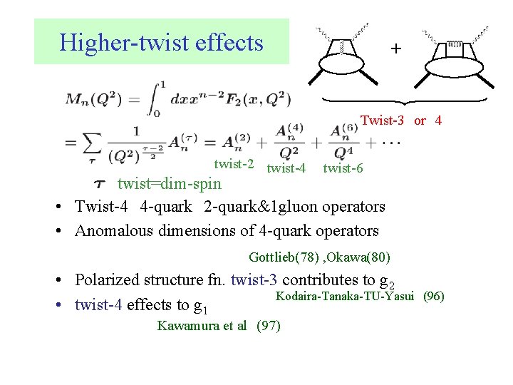 Higher-twist effects ＋ Twist-3　or　4 twist-2 twist-4 twist-6 twist=dim-spin • Twist-4　4 -quark　2 -quark&1 gluon operators