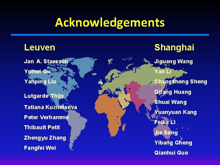 Acknowledgements Leuven Shanghai Jan A. Staessen Jiguang Wang Yumei Gu Yan Li Yanping Liu