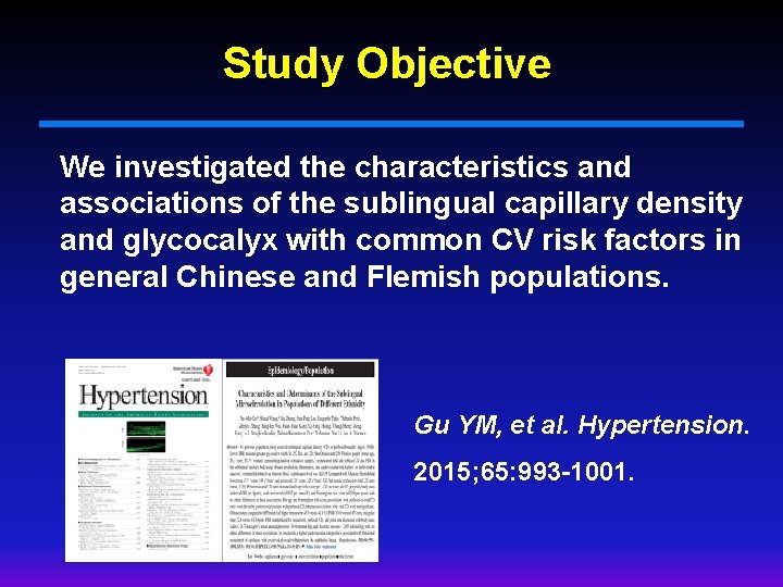 Study Objective We investigated the characteristics and associations of the sublingual capillary density and