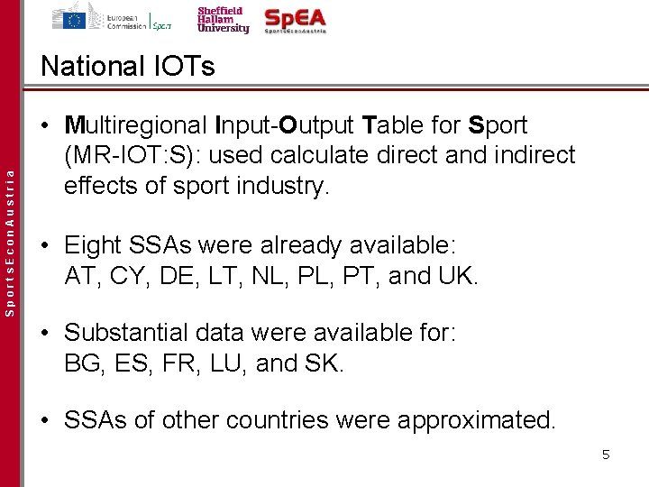 Sports. Econ. Austria National IOTs • Multiregional Input-Output Table for Sport (MR-IOT: S): used