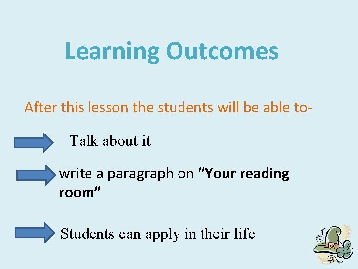 Learning Outcomes After this lesson the students will be able to. Talk about it