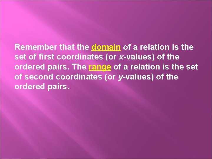 Remember that the domain of a relation is the set of first coordinates (or