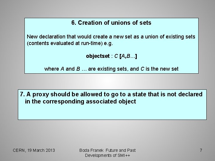 6. Creation of unions of sets New declaration that would create a new set