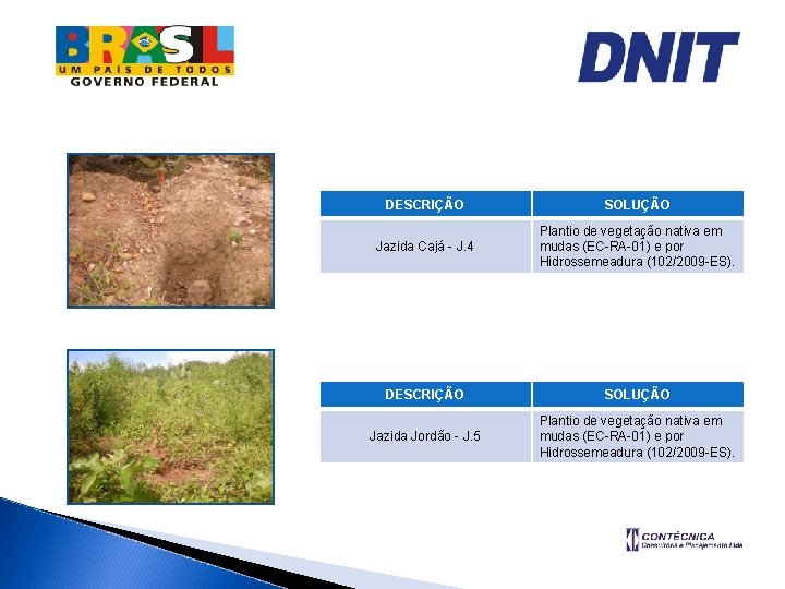 DESCRIÇÃO SOLUÇÃO Jazida Cajá - J. 4 Plantio de vegetação nativa em mudas (EC-RA-01)