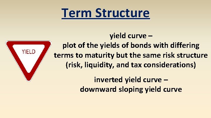 Term Structure yield curve – plot of the yields of bonds with differing terms Term Structure yield curve – plot of the yields of bonds with differing terms