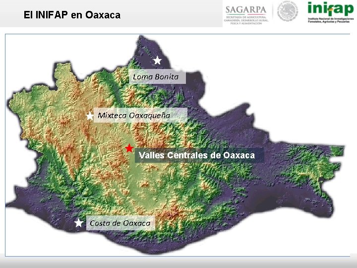 El INIFAP en Oaxaca Loma Bonita Mixteca Oaxaqueña Valles Centrales de Oaxaca Costa de