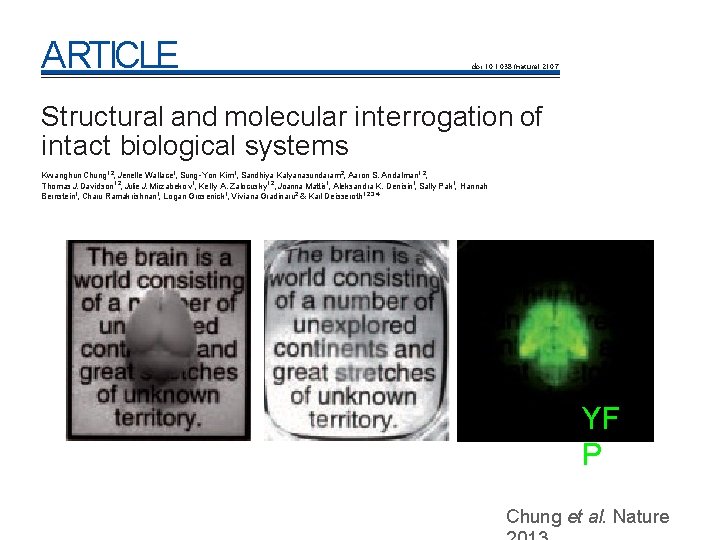 ARTICLE doi: 10. 1038/nature 12107 Structural and molecular interrogation of intact biological systems Kwanghun