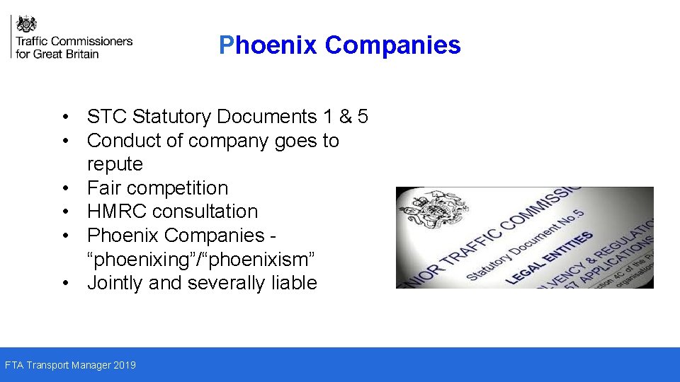 Phoenix Companies • STC Statutory Documents 1 & 5 • Conduct of company goes