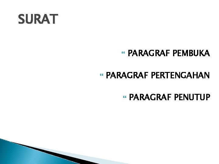 SURAT PARAGRAF PEMBUKA PARAGRAF PERTENGAHAN PARAGRAF PENUTUP SURAT PARAGRAF PEMBUKA PARAGRAF PERTENGAHAN PARAGRAF PENUTUP