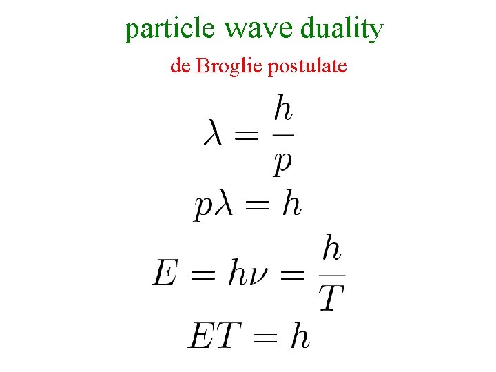 particle wave duality de Broglie postulate 