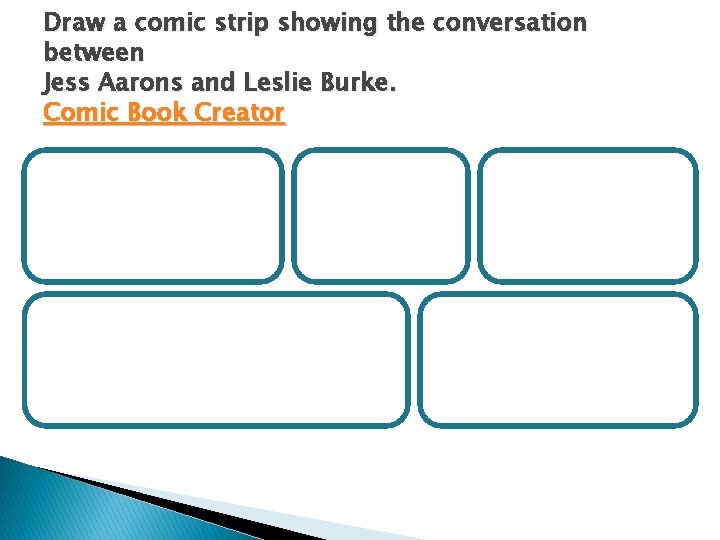 Draw a comic strip showing the conversation between Jess Aarons and Leslie Burke. Comic