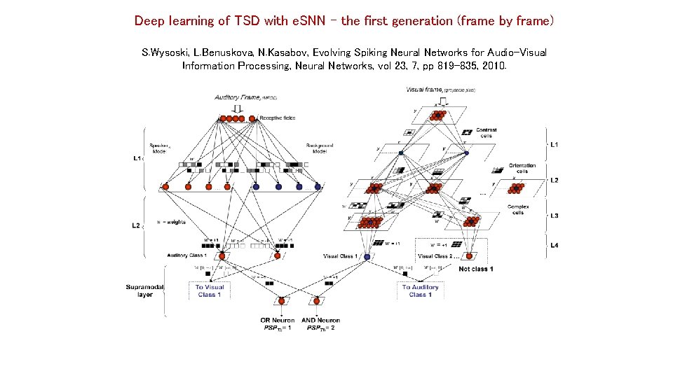 Deep learning of TSD with e. SNN – the first generation (frame by frame)