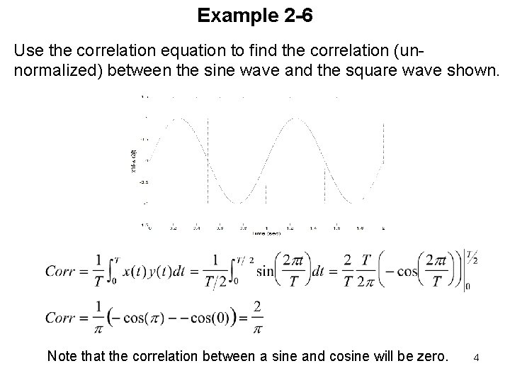 Example 2 -6 Use the correlation equation to find the correlation (unnormalized) between the