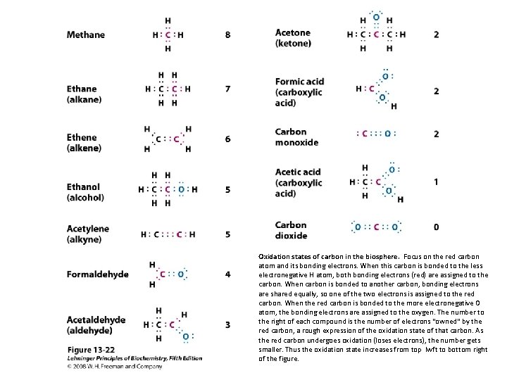 Oxidation states of carbon in the biosphere. Focus on the red carbon atom and