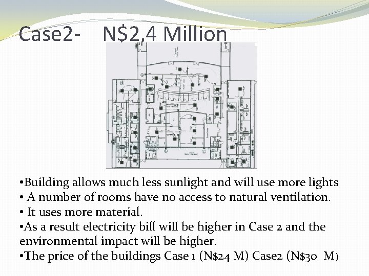 Case 2 - N$2, 4 Million • Building allows much less sunlight and will