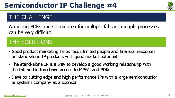 Semiconductor IP Challenge #4 THE CHALLENGE Acquiring PDKs and silicon area for multiple fabs