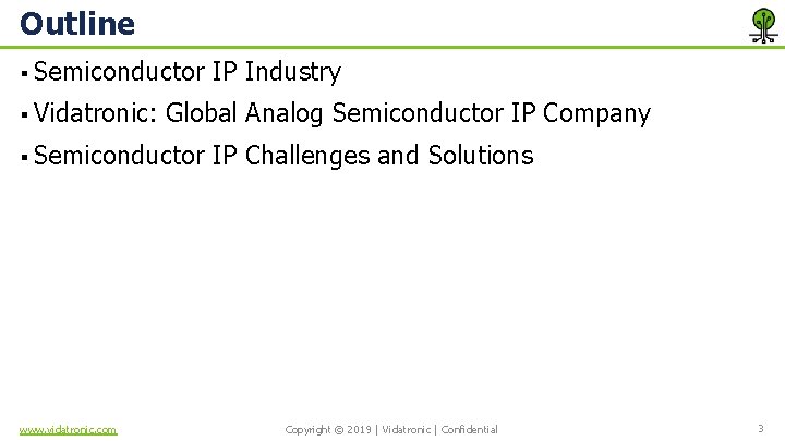 Outline § Semiconductor IP Industry § Vidatronic: Global Analog Semiconductor IP Company § Semiconductor